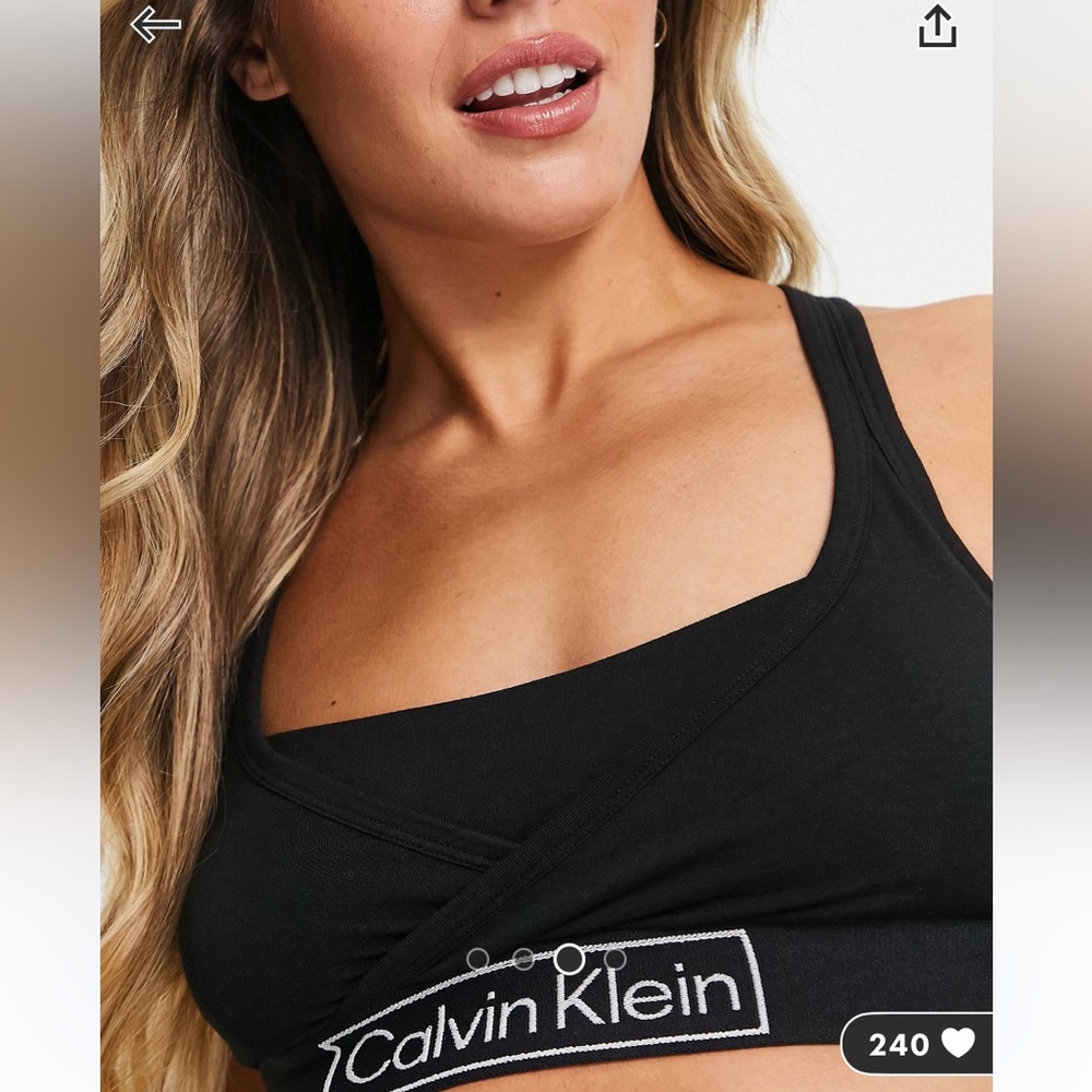 Calvin Klein nursing sports bra medium black logo no hooks pull down